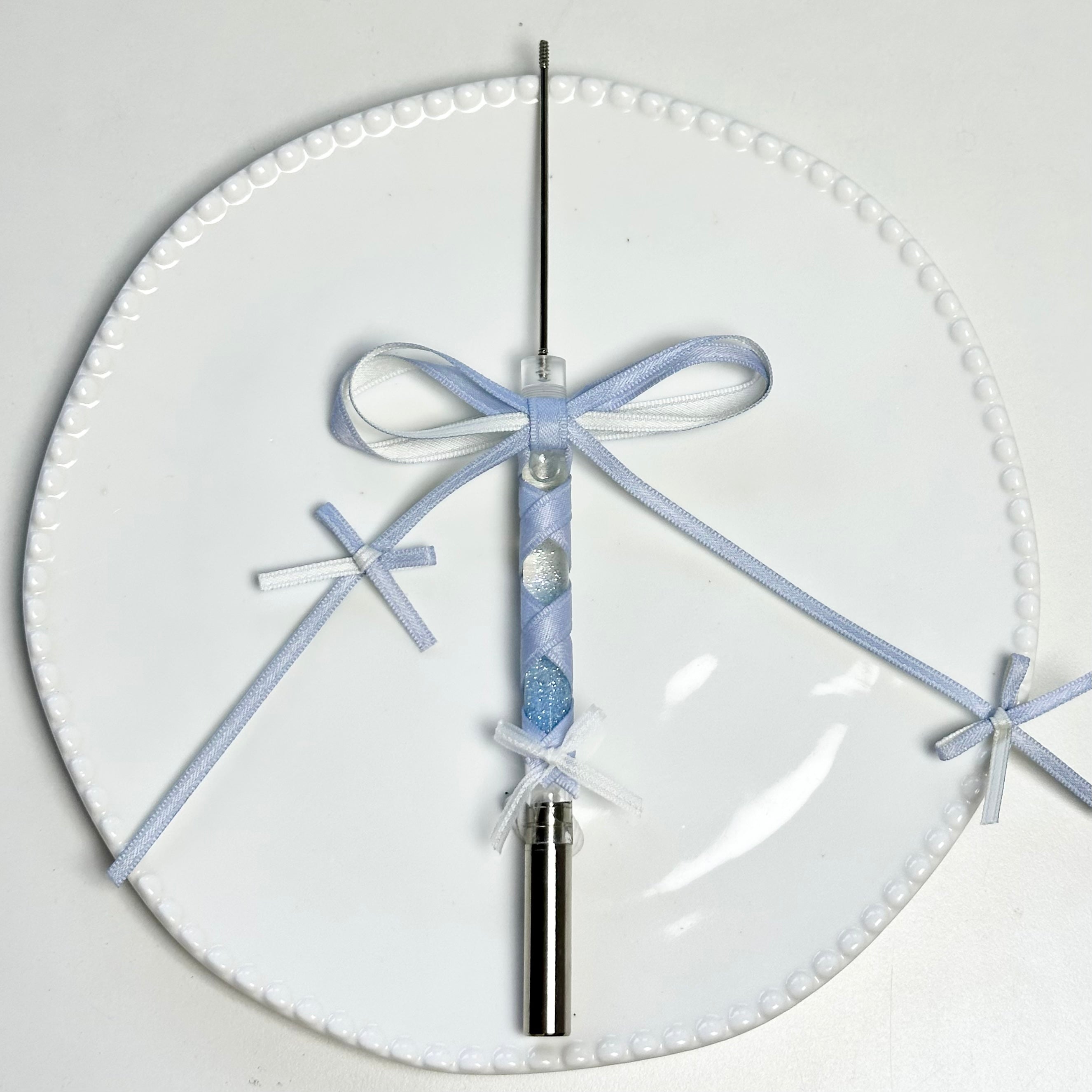 Blue layered bow Ballerina Pen with blue and white bow details
