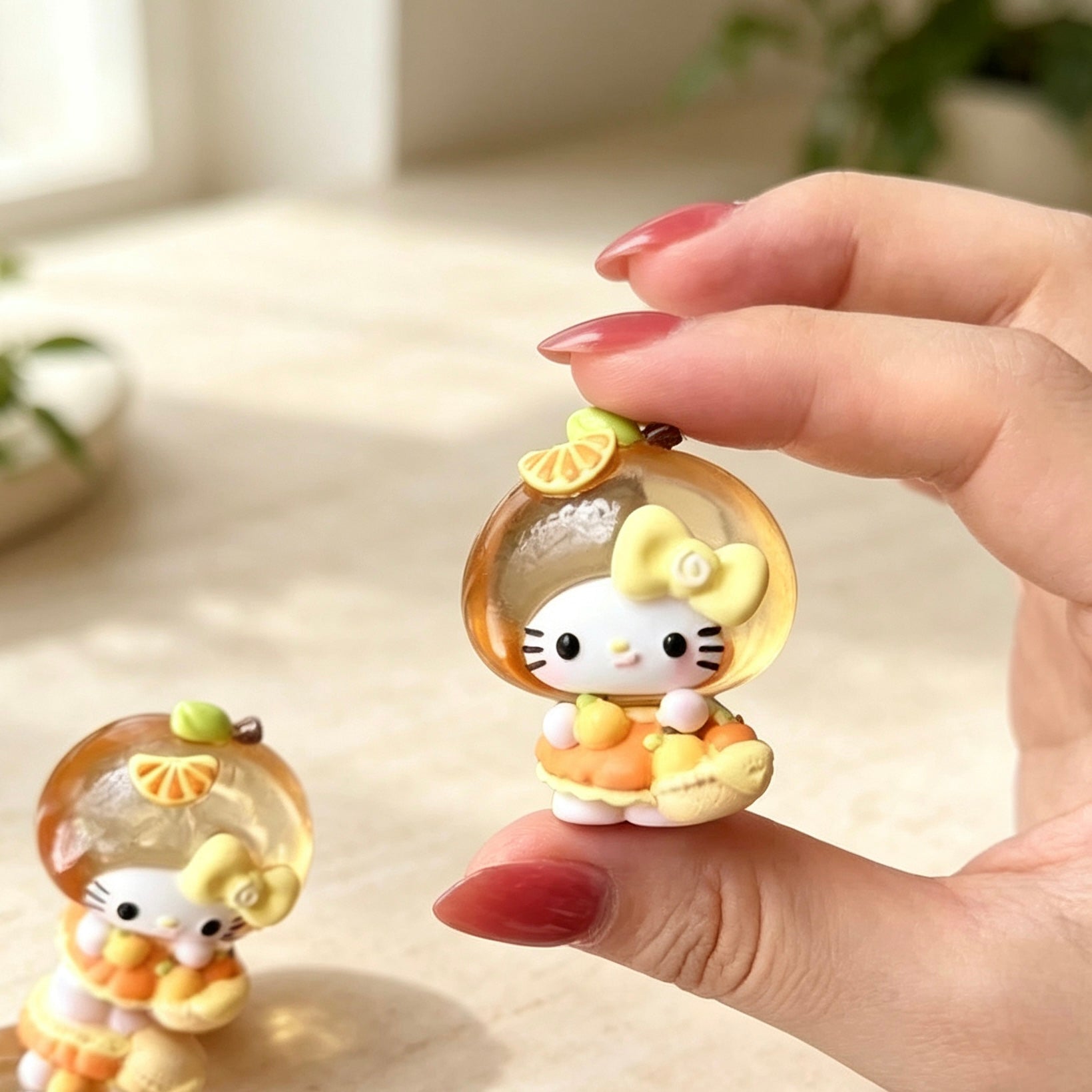 Orange theme decorative dolls with translucent fruit hoods