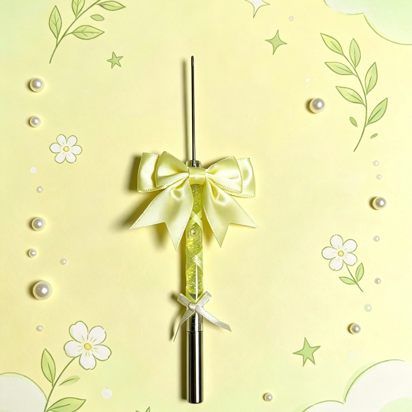 Yellow Glitter Bow Ballerina Pen with coordinated bow details