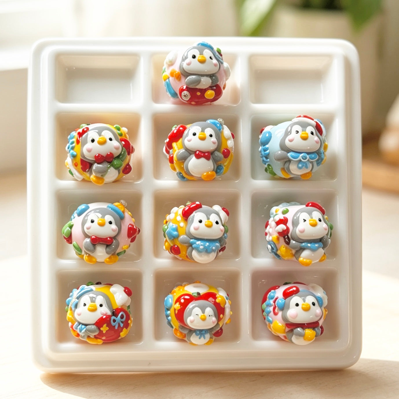 Penguin Hand-Painted Beads