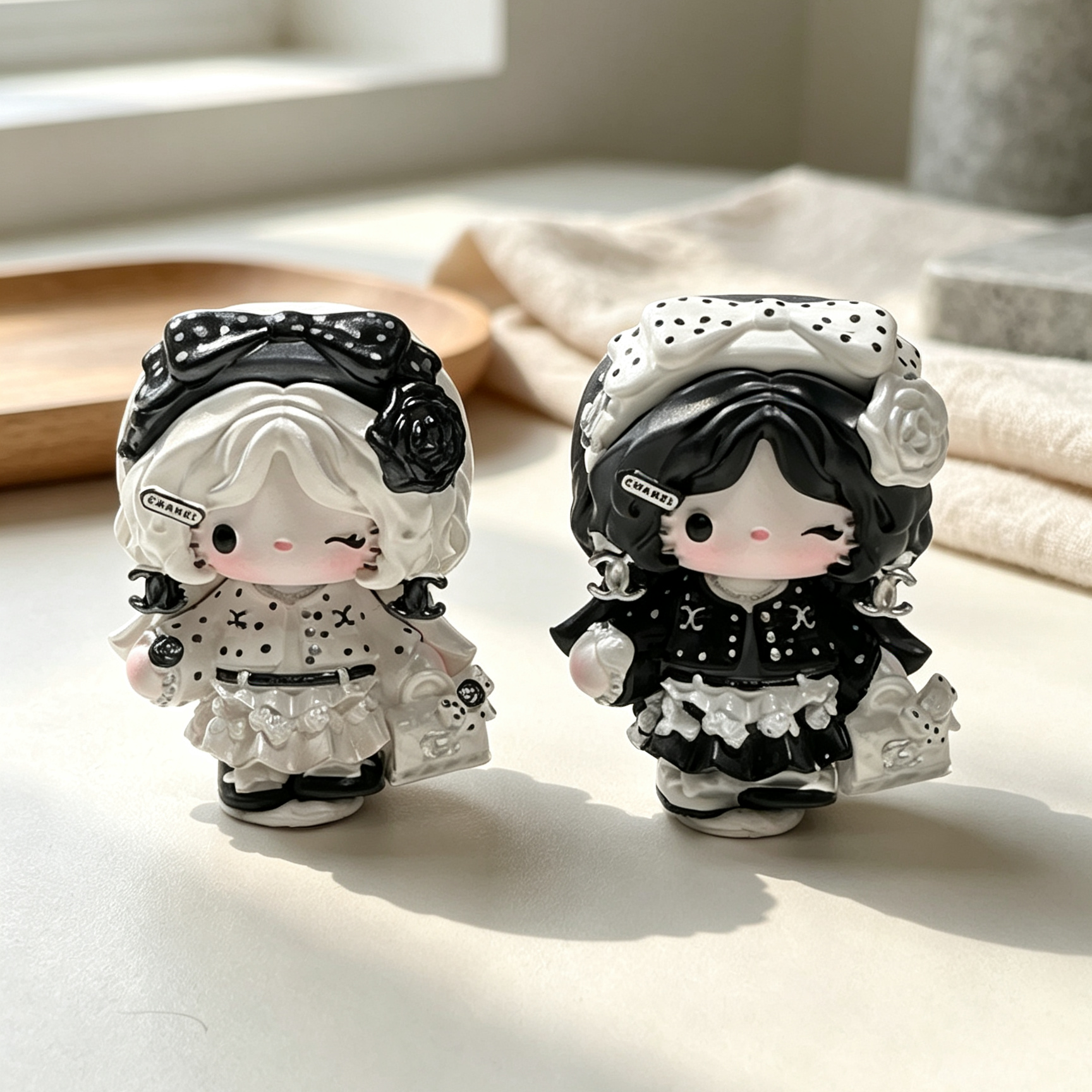 Black and white rose fashion girl decorative dolls