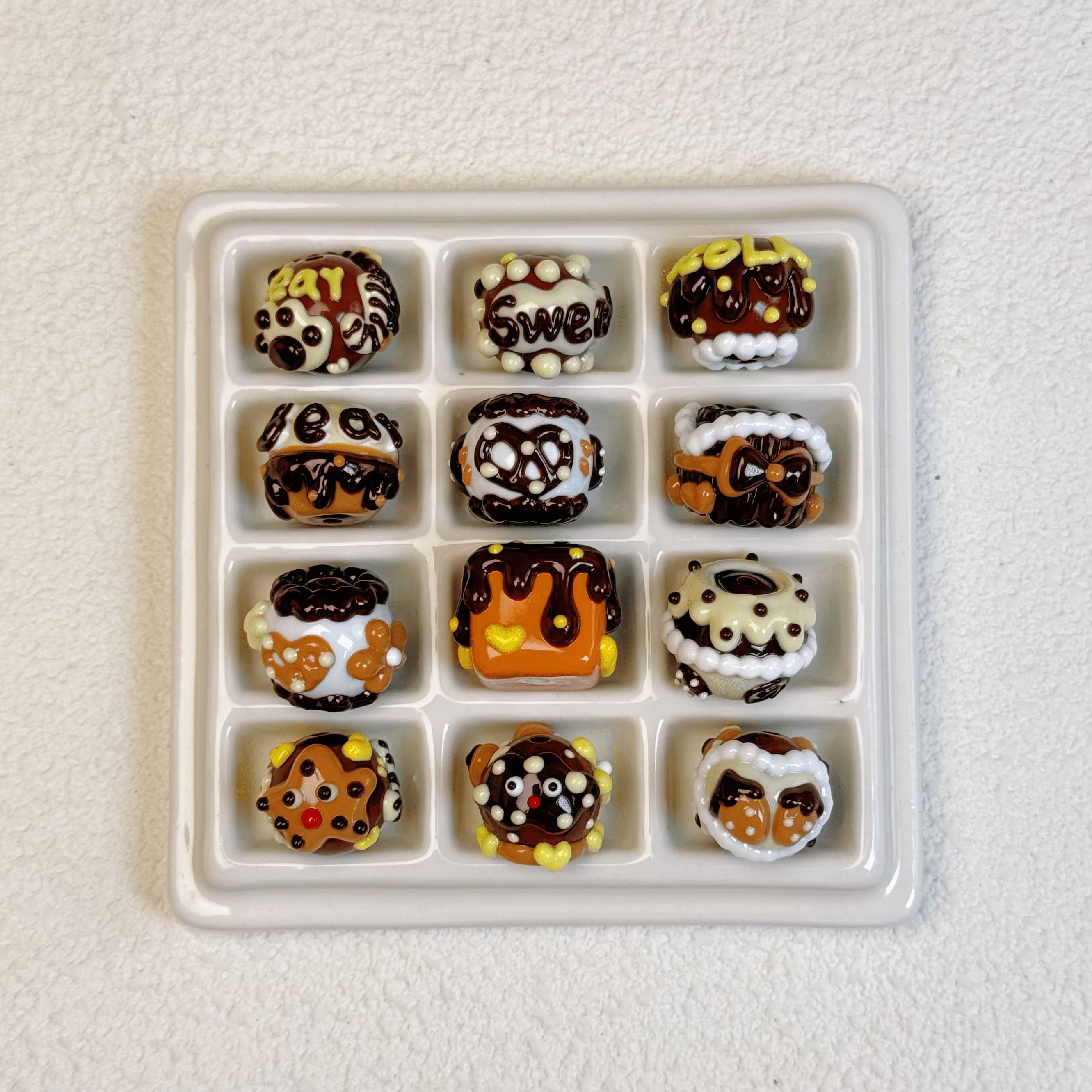 [A20]Hand painted character beads, cute beads