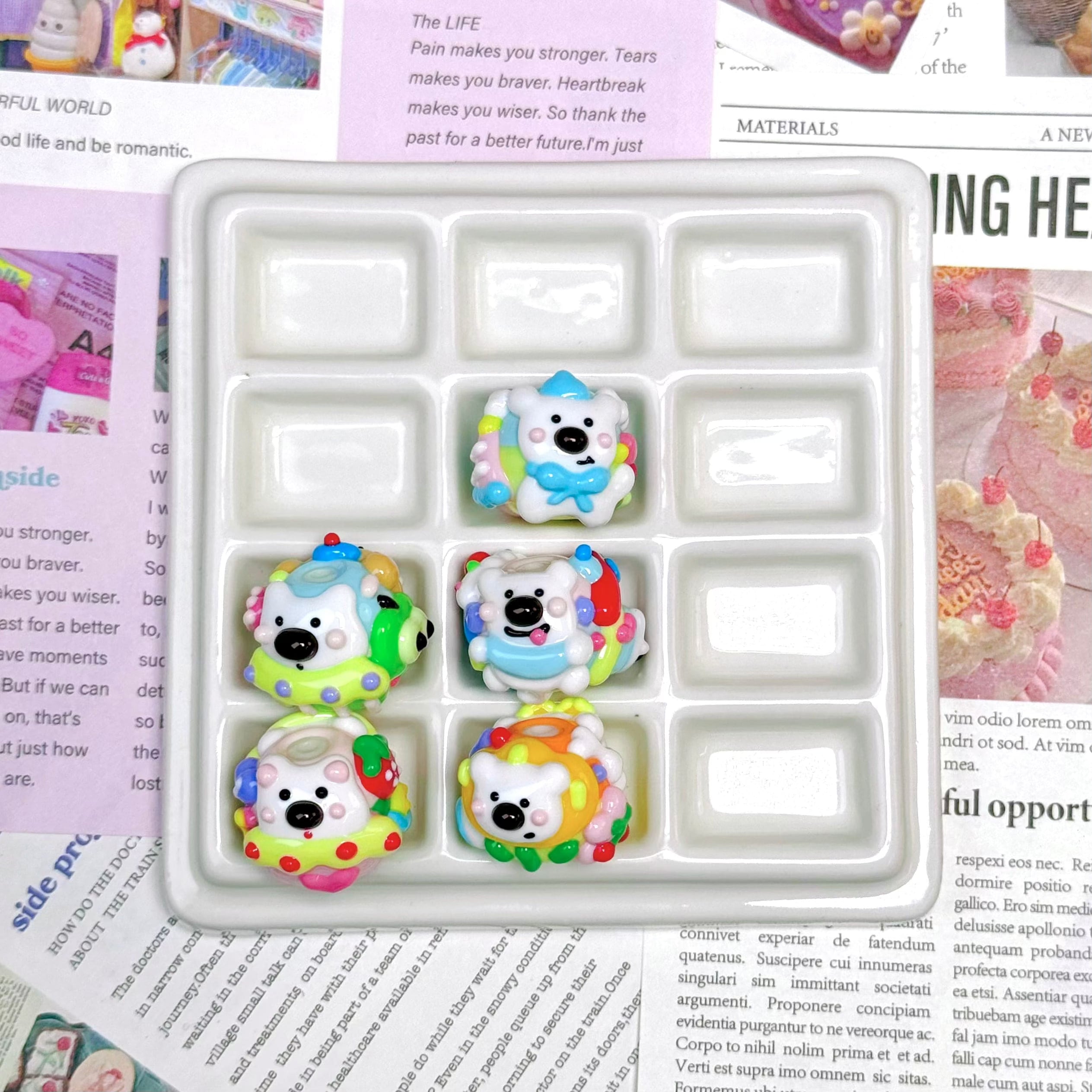 [A20]Hand painted character beads, cute beads