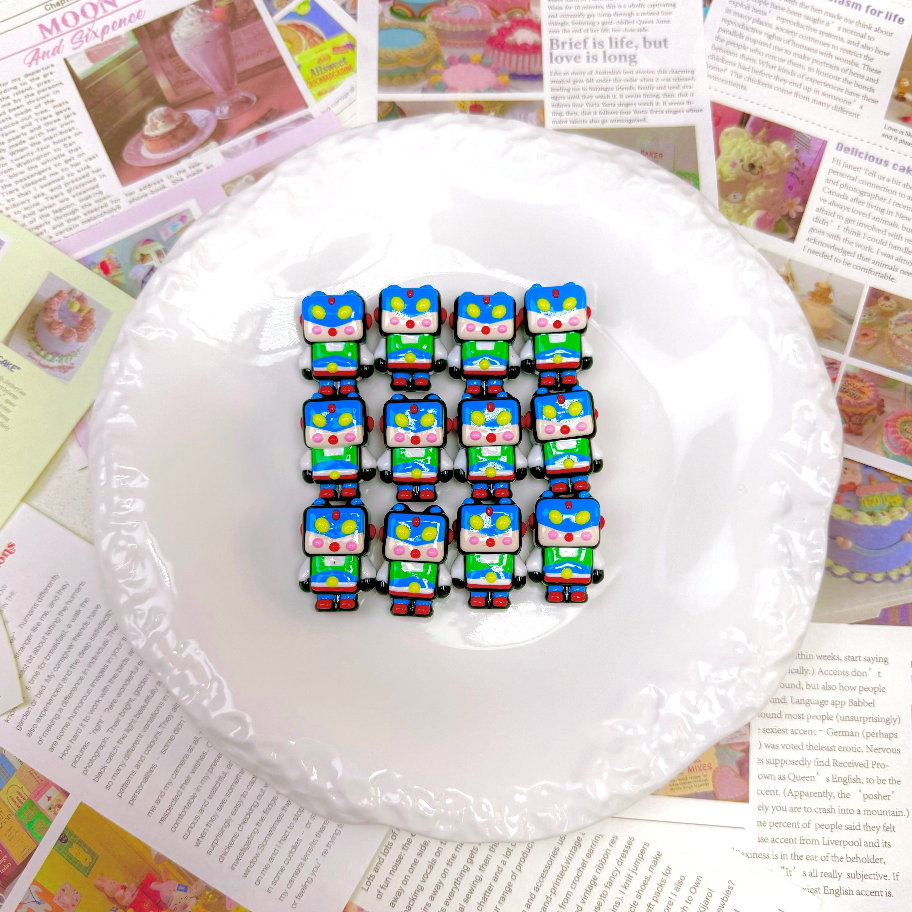 [A14]Hand painted beads round irregular