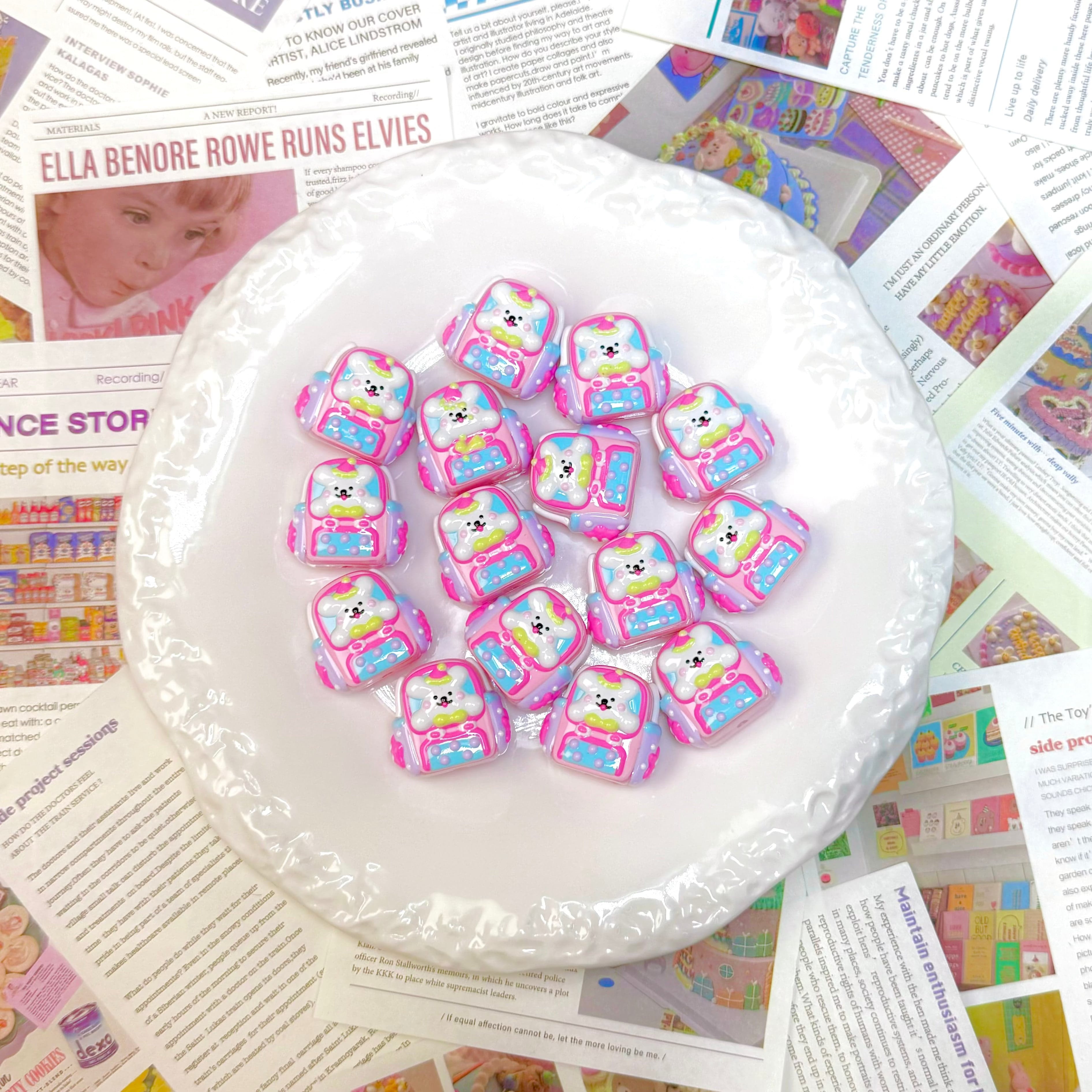 [A14]Hand painted beads round irregular