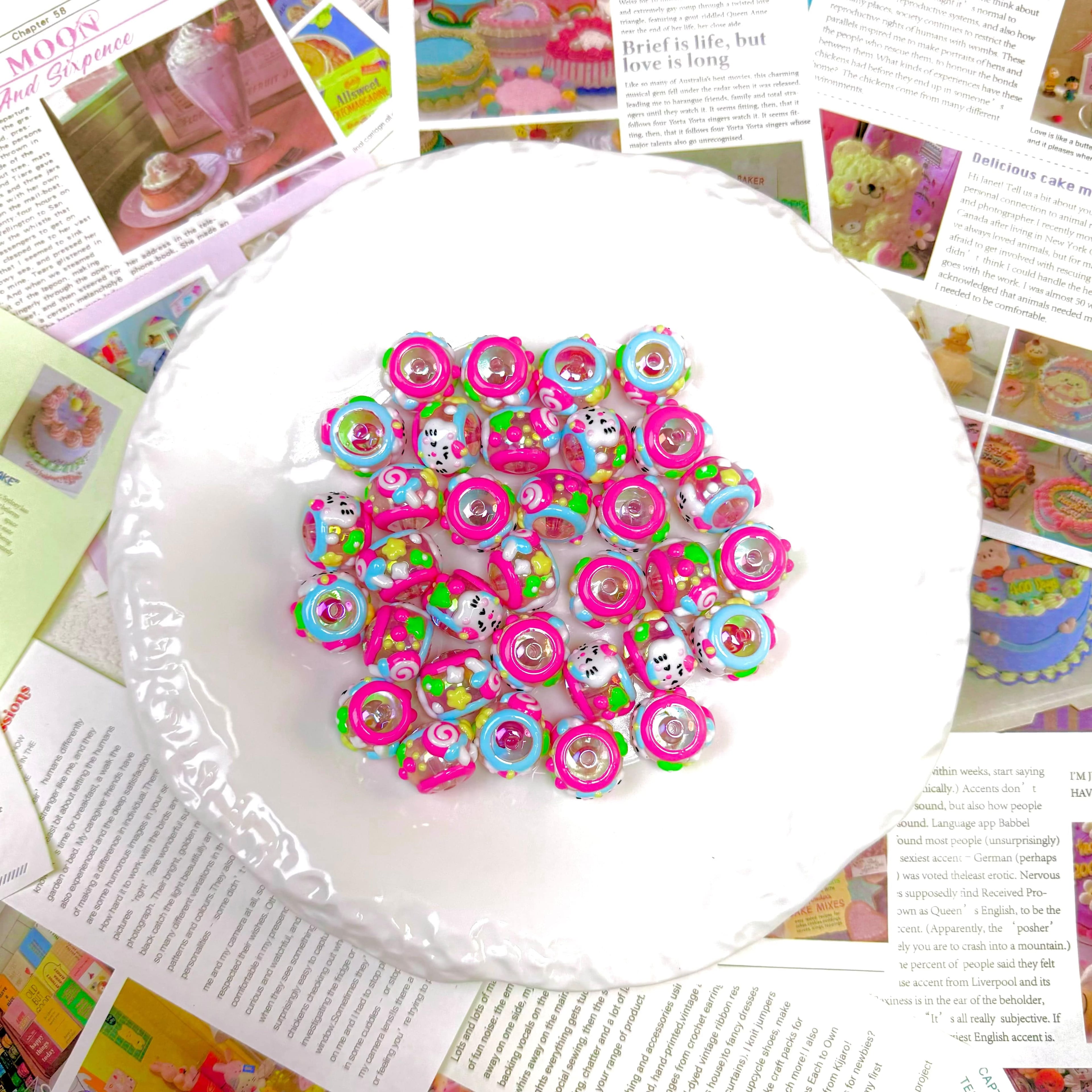 [A14]Hand painted beads round irregular