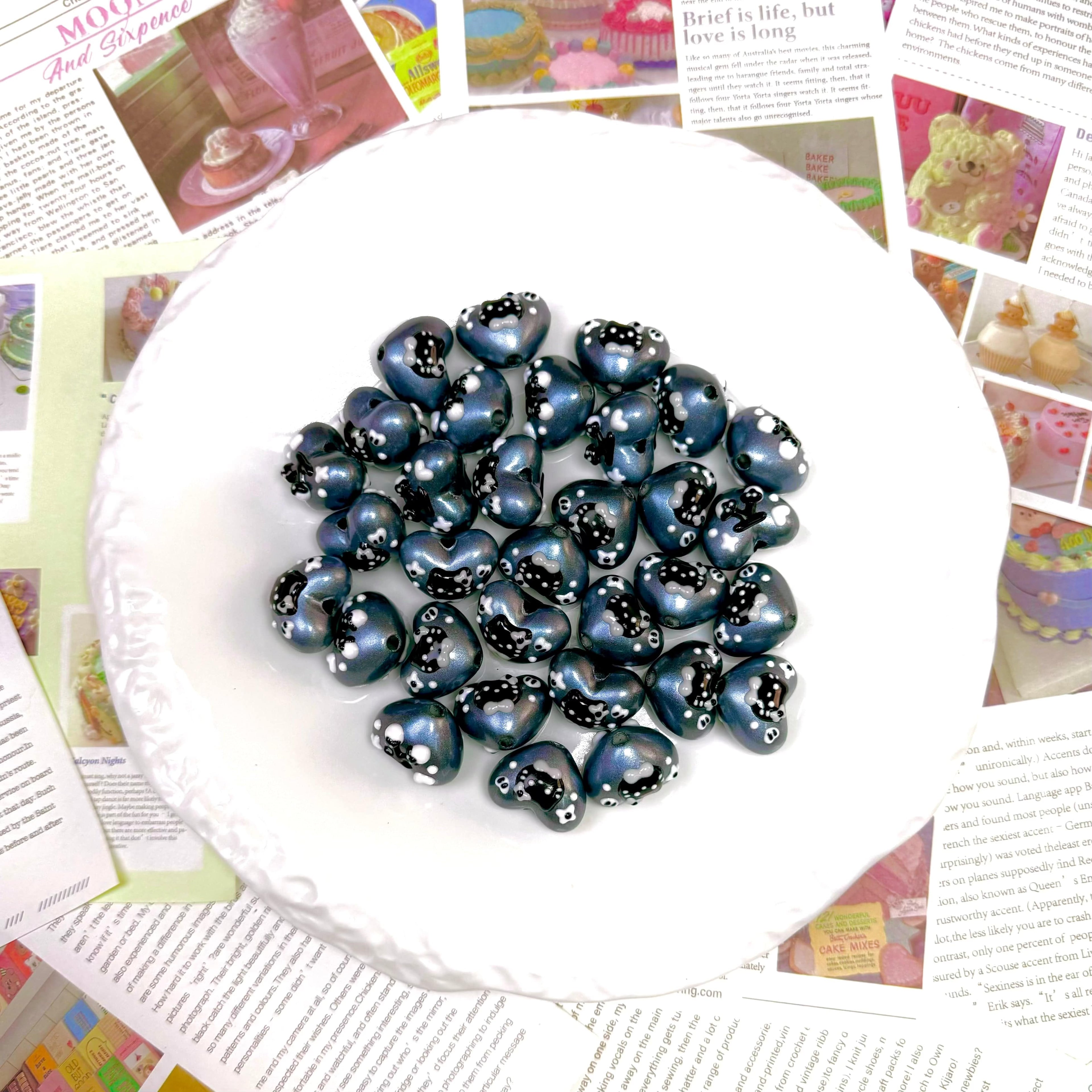 [A14]Hand painted beads round irregular