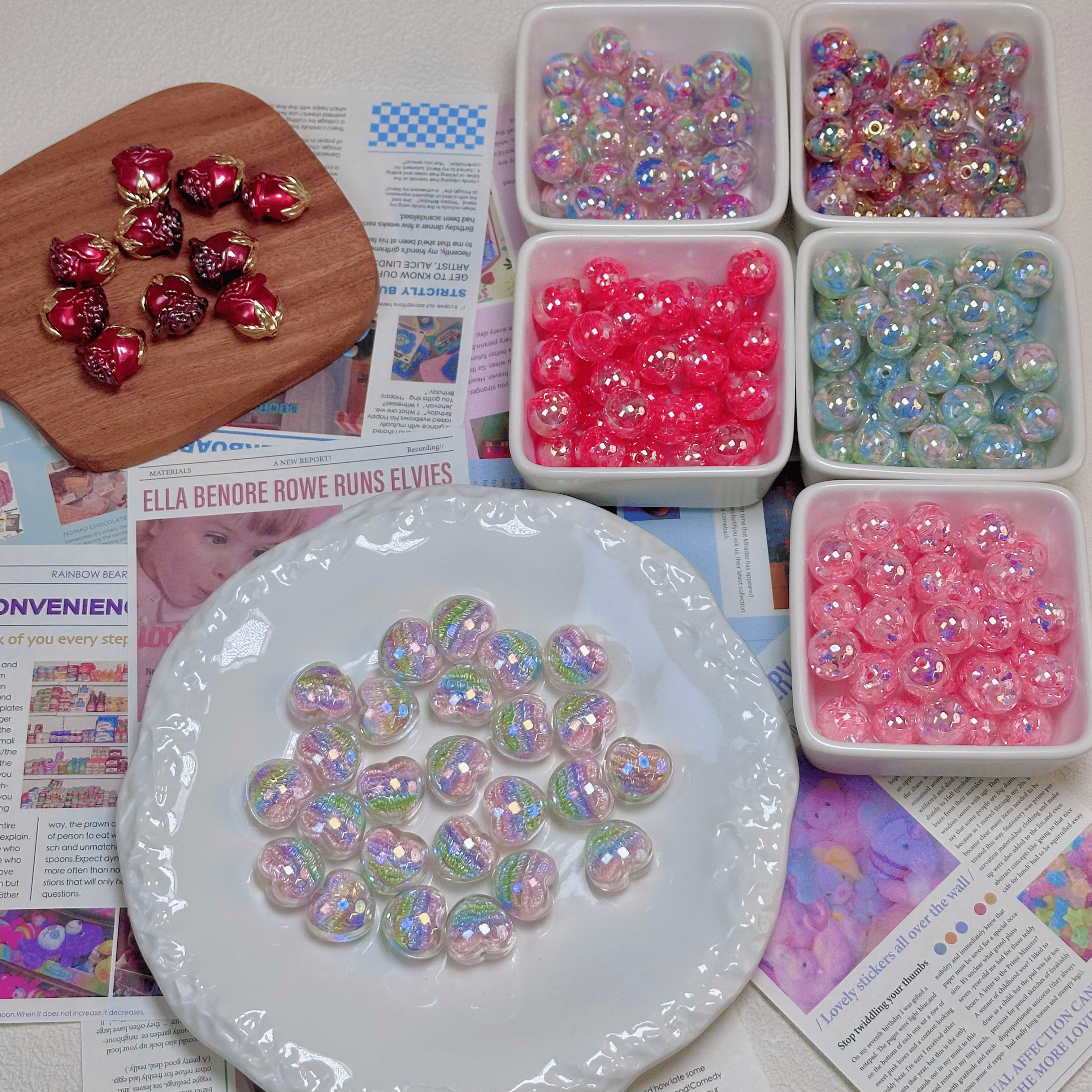 [D4]Shinny shinny 16mm confetti beads 15pcs