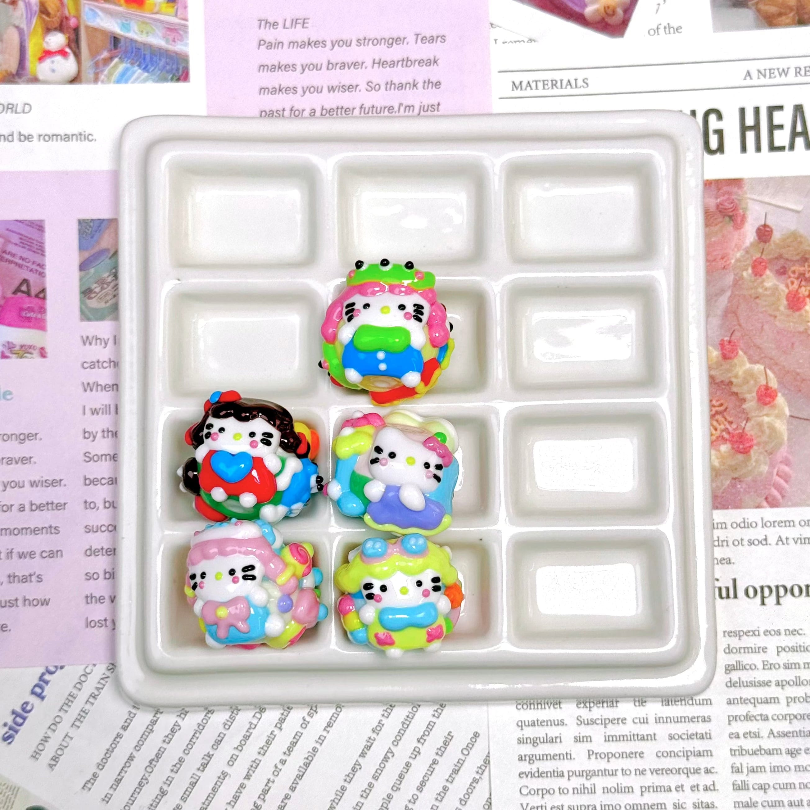 [A20]Hand painted character beads, cute beads