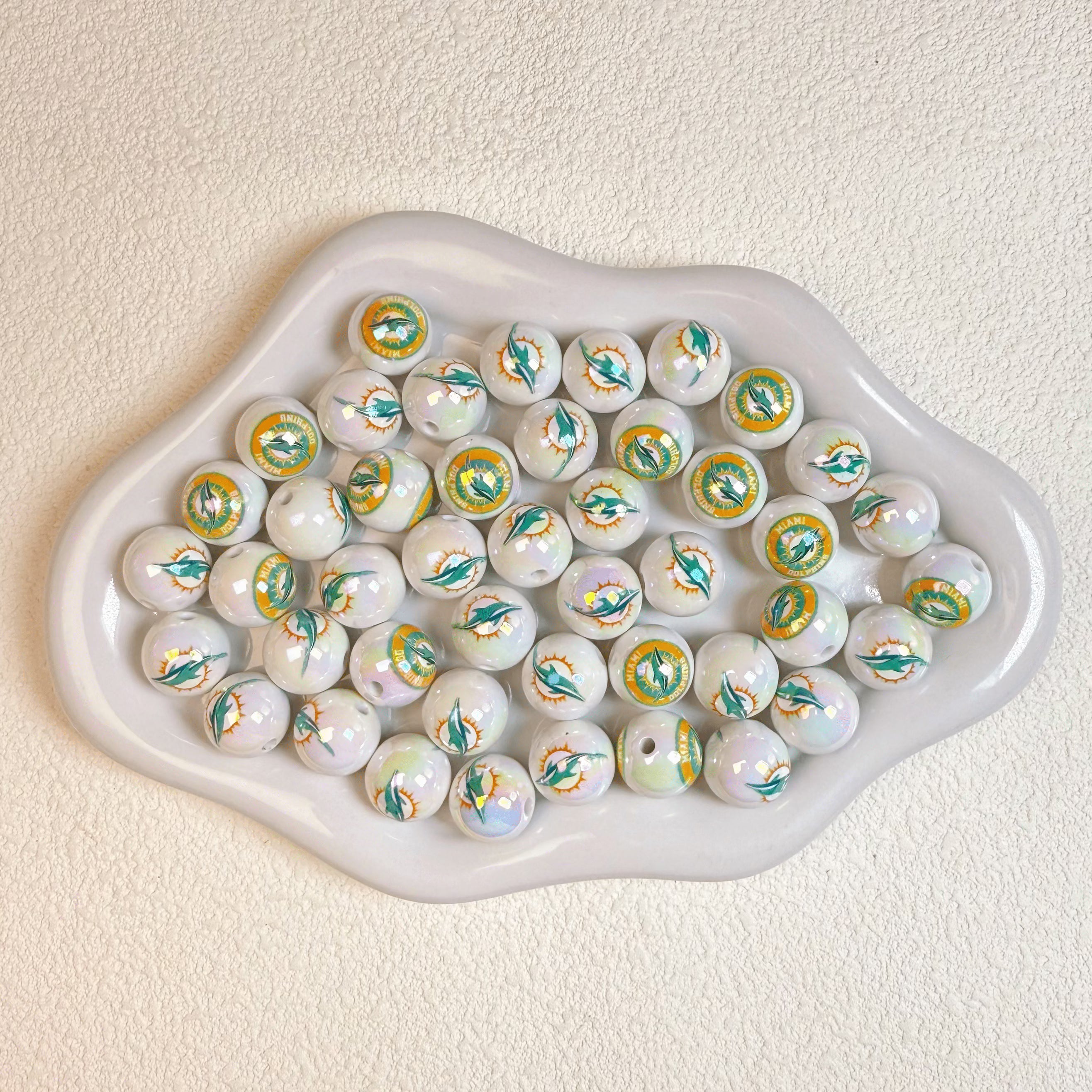 [D6]NFL print beads 16mm