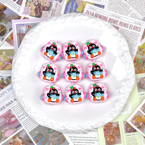 [A14]Hand painted beads round irregular