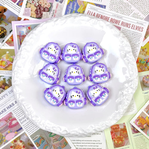 [A14]Hand painted beads round irregular