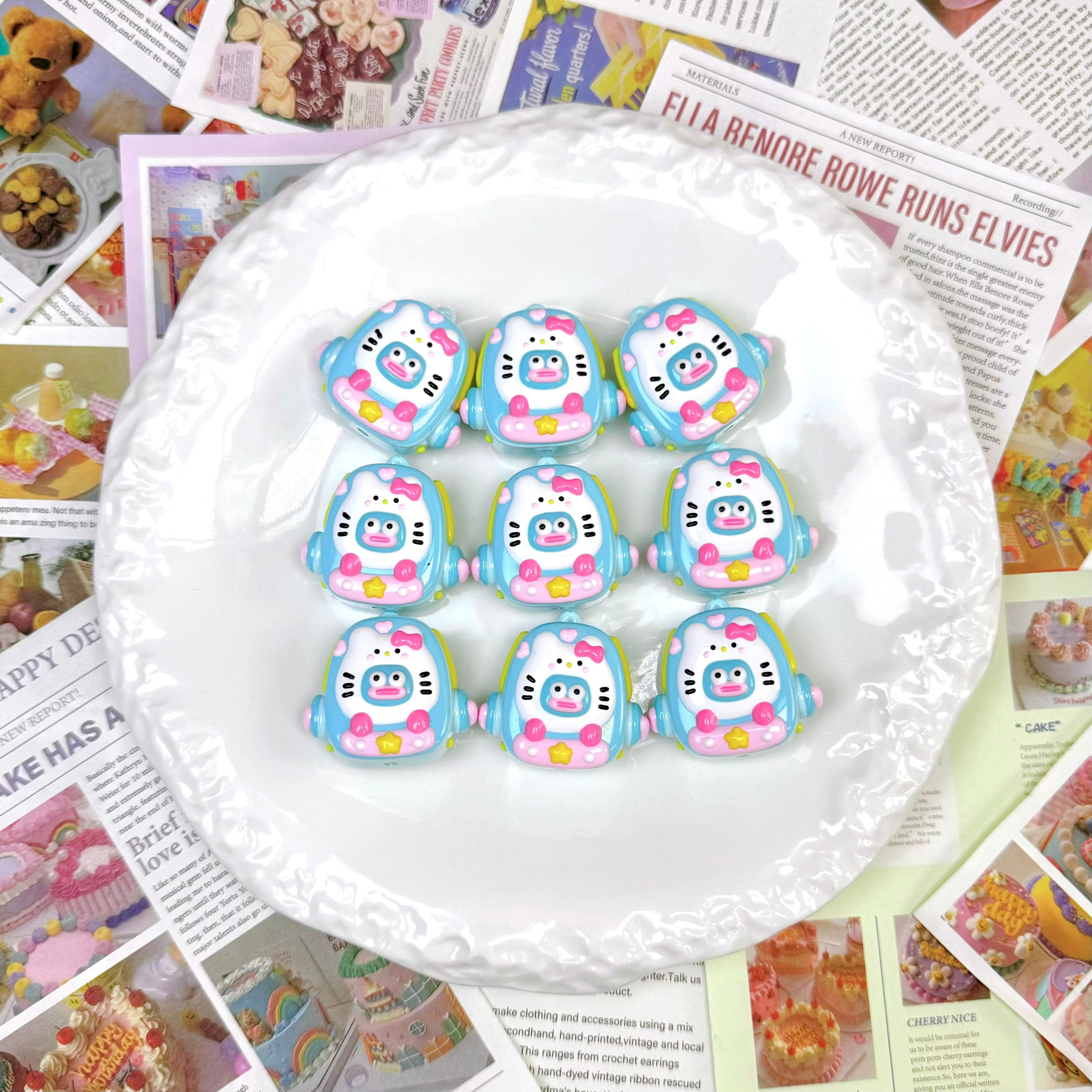 [A14]Hand painted beads round irregular