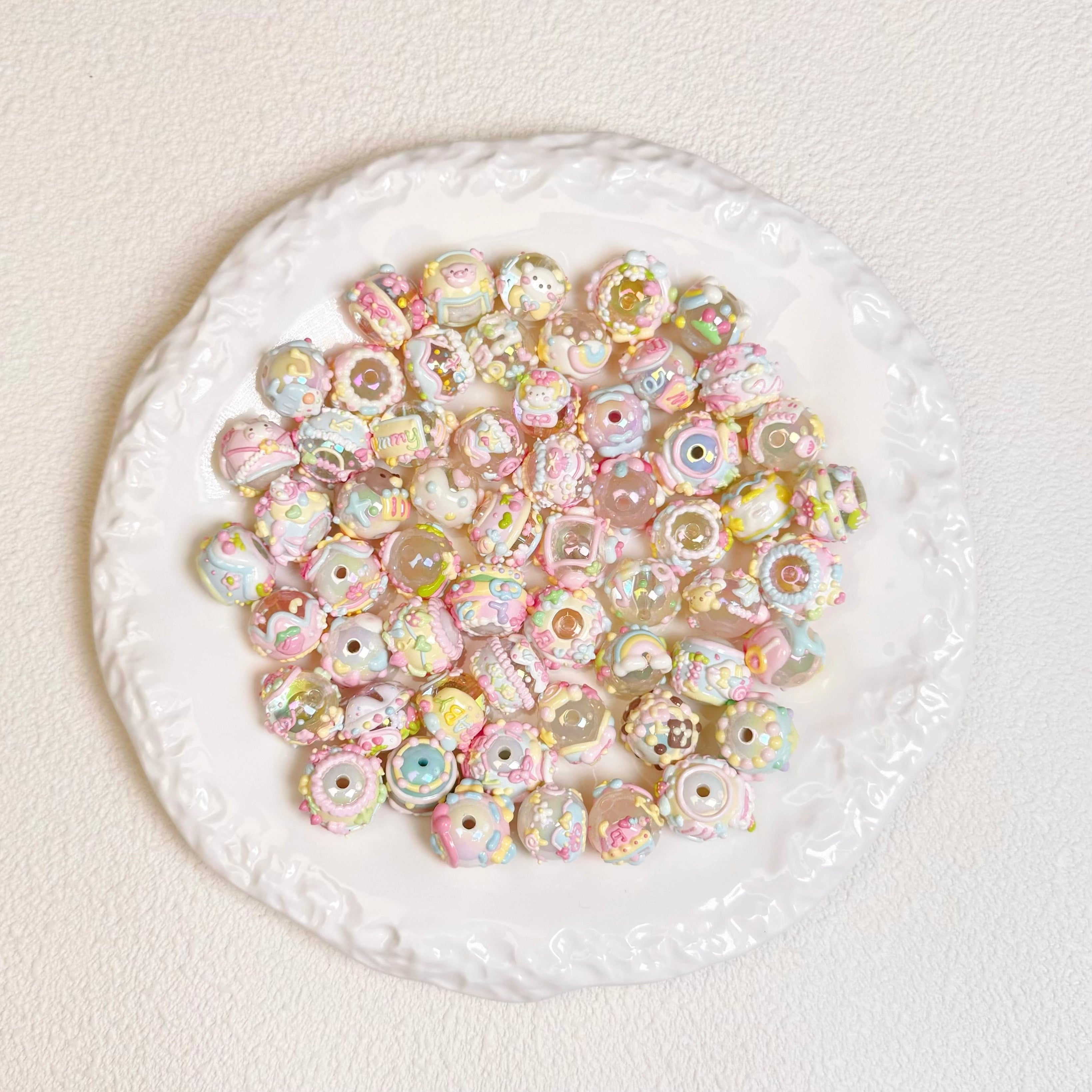 [A6]Dedicated hand painted pastel color beads