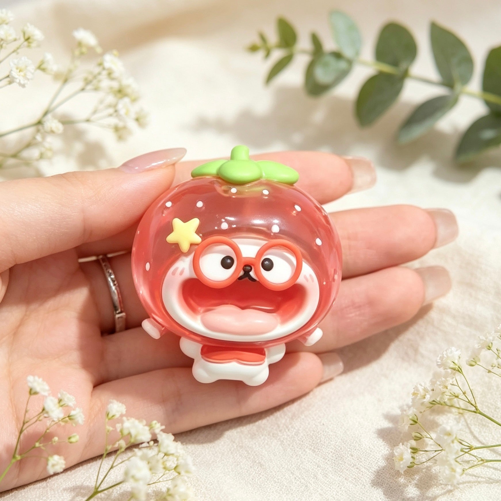 Cute strawberry mini figure for DIY beaded pens and keychains